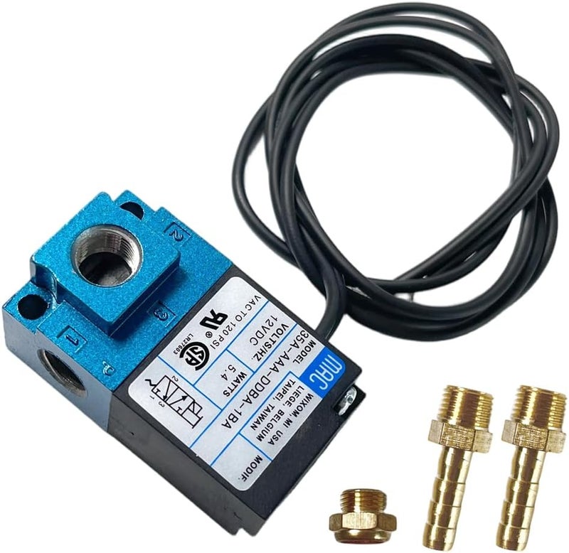 Fuziddn 3 Port Boost Control Solenoid Valve, Replacement for MAC Valve 35A Series & OEM 35A-AAA-DDBA-1BA, 12V DC 5.4W High Flow Electronic Boost Controller for Turbocharged Vehicles - Image 1